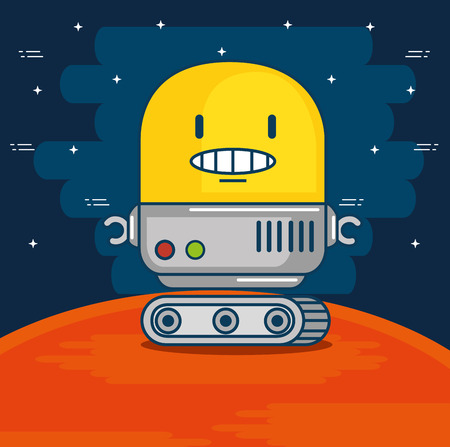 cute cartoon robots technology vector illustration graphic designのイラスト素材