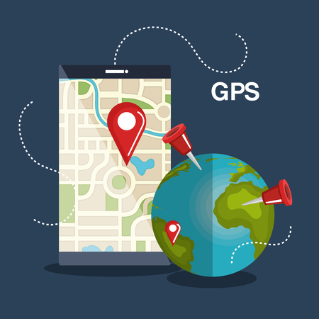 tablet with gps application vector illustration designのイラスト素材
