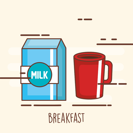 Delicious coffee drink with milk box.のイラスト素材