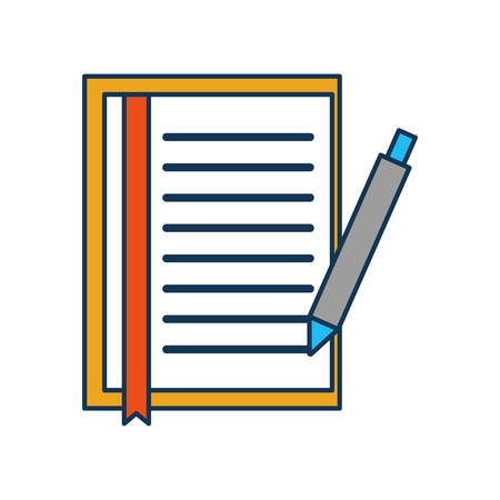 document sheet bookmark and pen office object vector illustrationのイラスト素材
