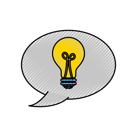 bubble speech with bulb light idea creative thinking vector illustrationのイラスト素材