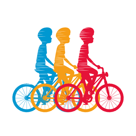 cycling people riding a bicycle vector illustration designのイラスト素材