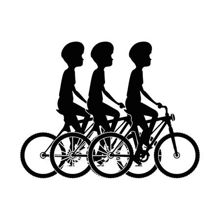cycling people riding a bicycle vector illustration designのイラスト素材