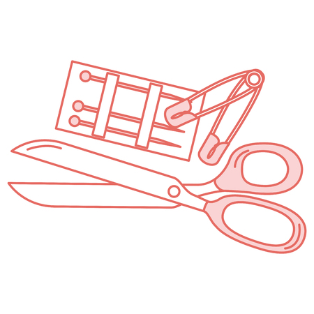 sewing scissors with pins and hooks vector illustration designのイラスト素材