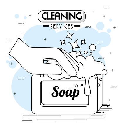 cleaning services emblems and  vector illustration graphic designのイラスト素材