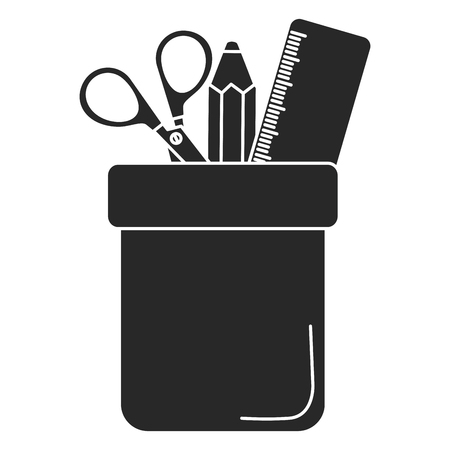 pencil holders with rule and scissors vector illustration designのイラスト素材