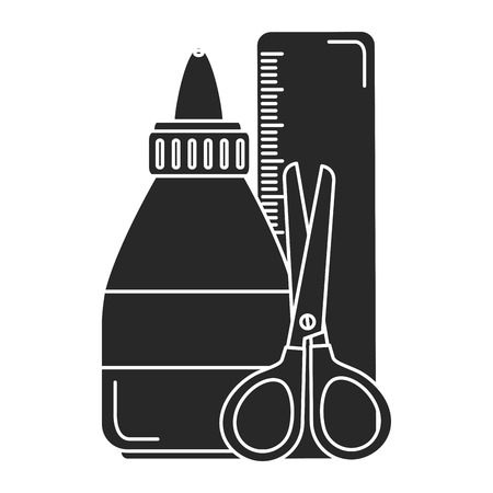 glue bottle with rule and scissors vector illustration designのイラスト素材