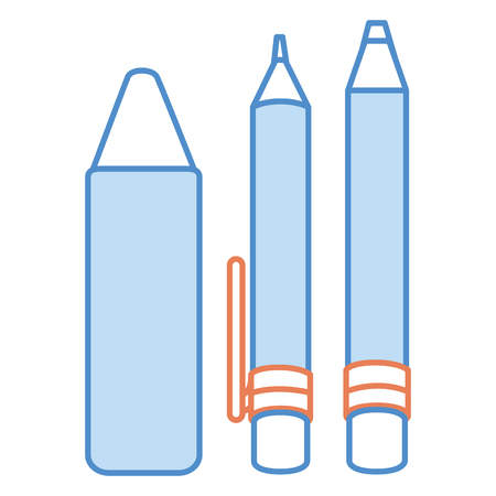 pen school with pencil and crayon vector illustration designのイラスト素材