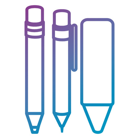 pen school with pencil and crayon vector illustration designのイラスト素材