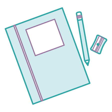 Text book school with pencil and sharpener vector illustration design.のイラスト素材