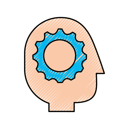 gear inside head human profile business concept vector illustrationのイラスト素材