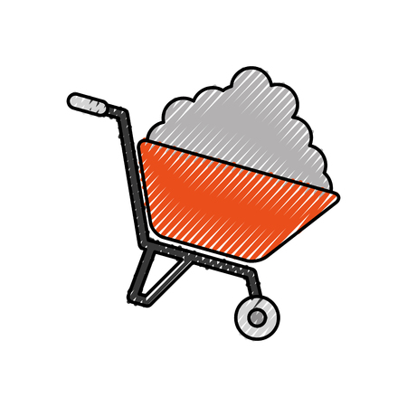 wheelbarrow with cement construction equipment vector illustrationのイラスト素材