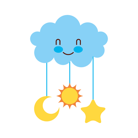 cute cloud and star moon sun baby shower decoration vector illustrationのイラスト素材
