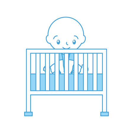 boy and cot baby shower furniture infant symbol vector illustrationのイラスト素材