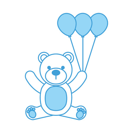 cute baby shower teddy with balloons decoration vector illustrationのイラスト素材