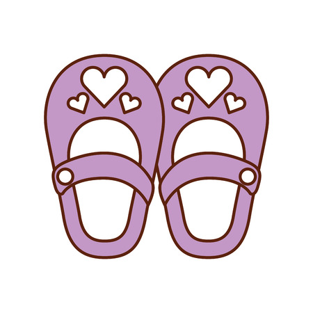 cute girl shoes baby shower decoration celebration vector illustrationのイラスト素材