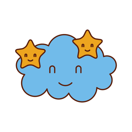 cartoon cute cloud stars baby shower image vector illustrationのイラスト素材