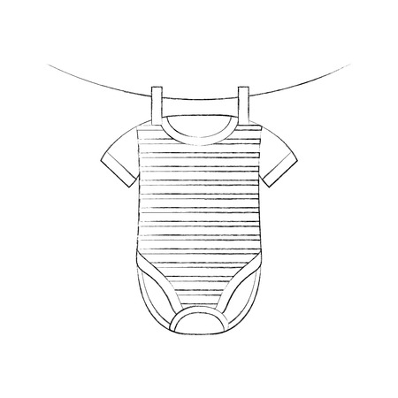 baby shower clothes hanging line celebration vector illustrationのイラスト素材