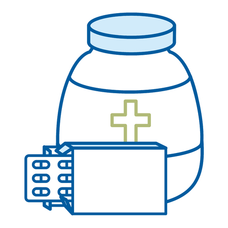 capsules drugs with bottle vector illustration designのイラスト素材