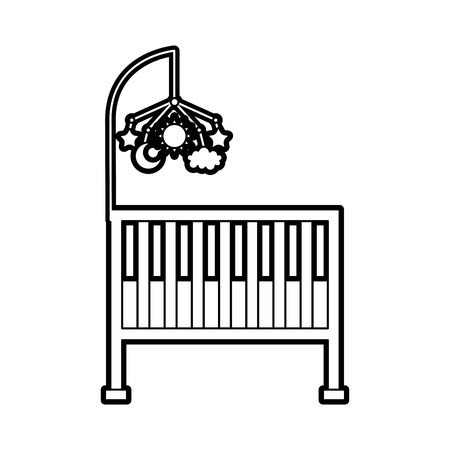 cot baby shower toy mobile furniture infant vector illustrationのイラスト素材