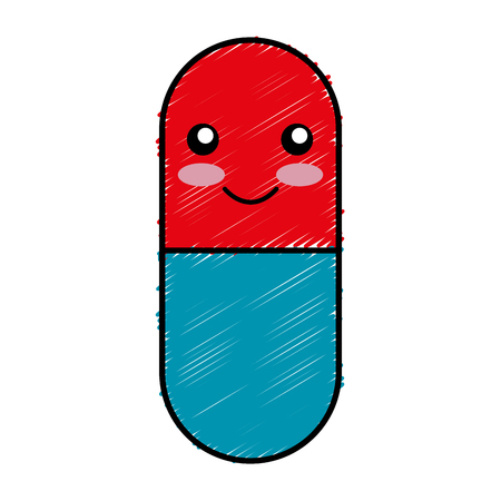 capsule drug  character vector illustration designのイラスト素材