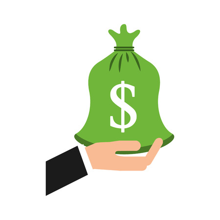 business hand holding bag money cash finance bank vector illustrationのイラスト素材
