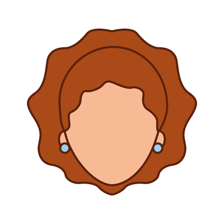 woman face character earring and hairstyle vector illustrationのイラスト素材