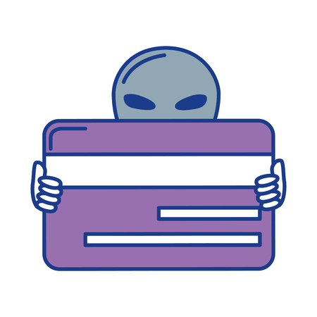 alien with credit card vector illustration designのイラスト素材