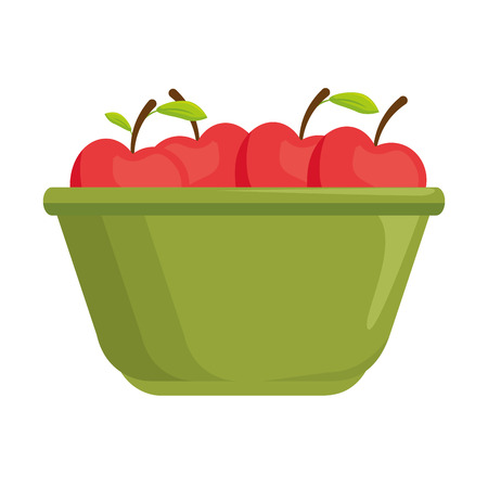 kitchen plastic bowl with apples vector illustration designのイラスト素材