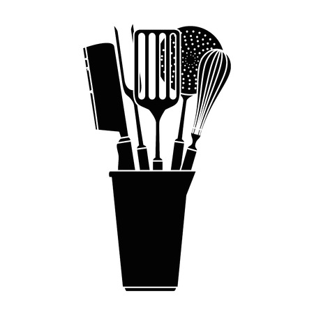 pot with set cutlery icon vector illustration designのイラスト素材