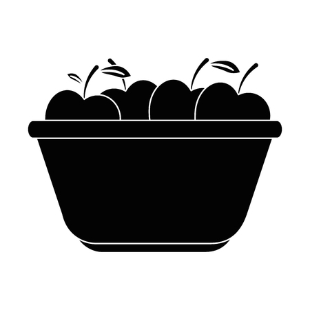 kitchen plastic bowl with apples vector illustration designのイラスト素材
