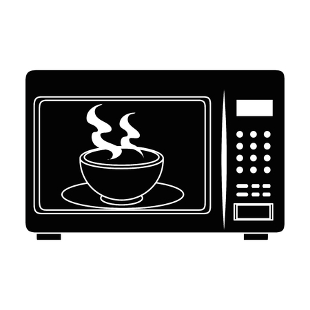 microwave oven with tea cup vector illustration designのイラスト素材