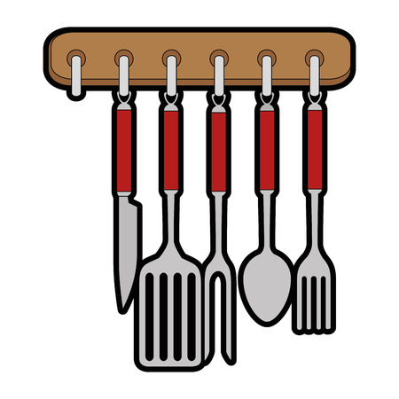 kitchen set equipment hanging vector illustration designのイラスト素材