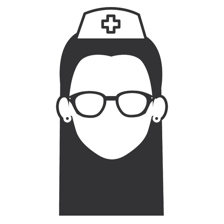 nurse with glasses avatar character vector illustration designのイラスト素材