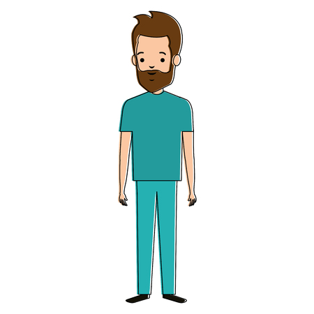 young man with beard avatar character vector illustration designのイラスト素材