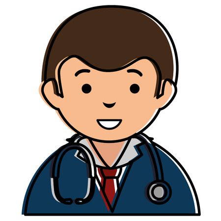 male doctor with stethoscope avatar character vector illustration designのイラスト素材