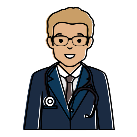 male doctor with stethoscope avatar character vector illustration designのイラスト素材