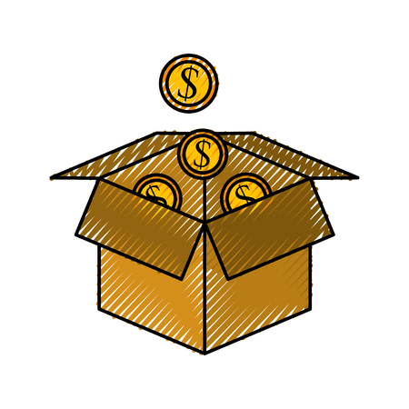 plant growing from coins in a box business make money vector illustrationのイラスト素材