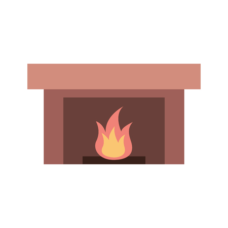 fireplace chimney flame indoor decoration vector illustrationのイラスト素材