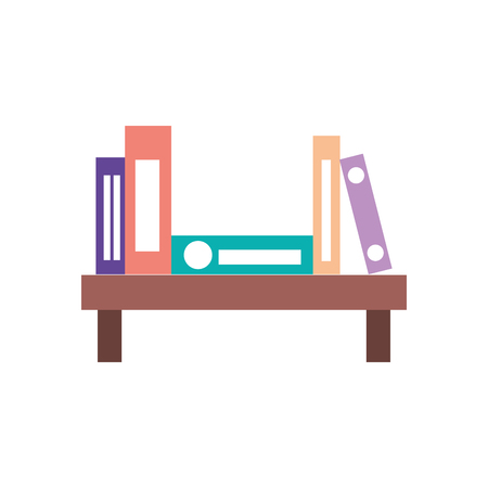 wooden bookshelf folder book literature office vector illustrationのイラスト素材
