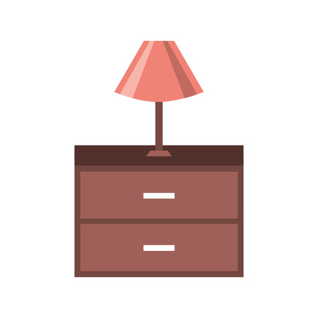 table lamp wooden drawers furniture for room vector illustrationのイラスト素材