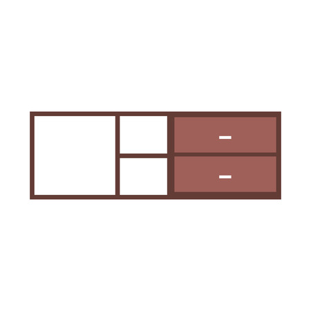wooden brown cabinet and shelf furniture empty vector illustrationのイラスト素材