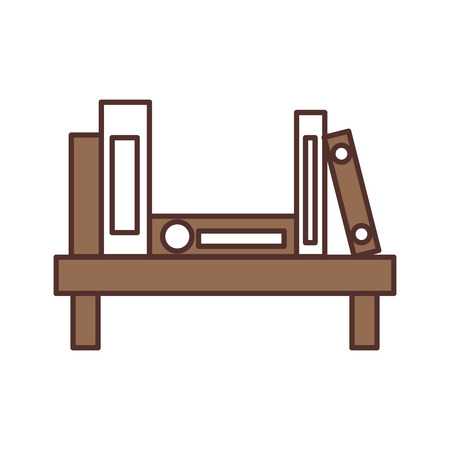 wooden bookshelf folder book literature office vector illustration,のイラスト素材