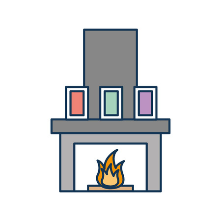fireplace chimney flame indoor decoration vector illustrationのイラスト素材