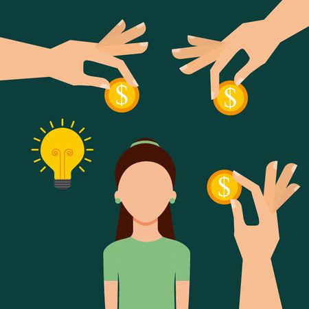 woman avatar donation charity support concept vector illustrationのイラスト素材