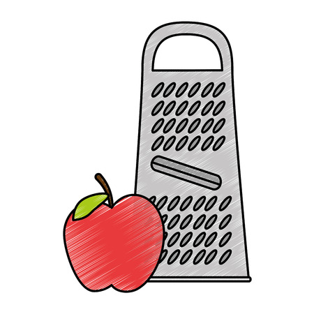 cheese grater with apple vector illustration designのイラスト素材
