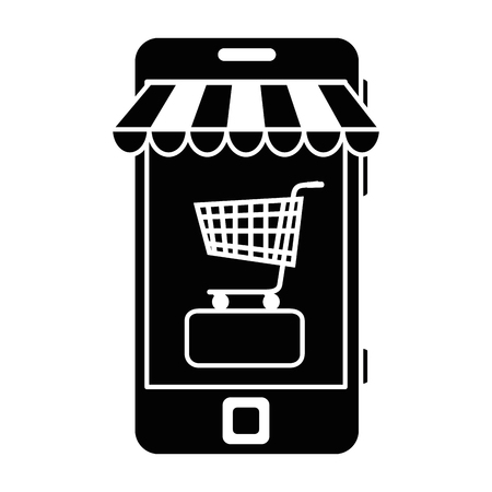 smartphone with market online app vector illustration designのイラスト素材