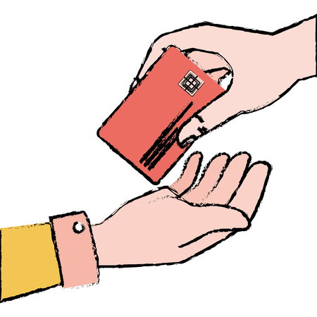hand human with credit card isolated icon vector illustration designのイラスト素材