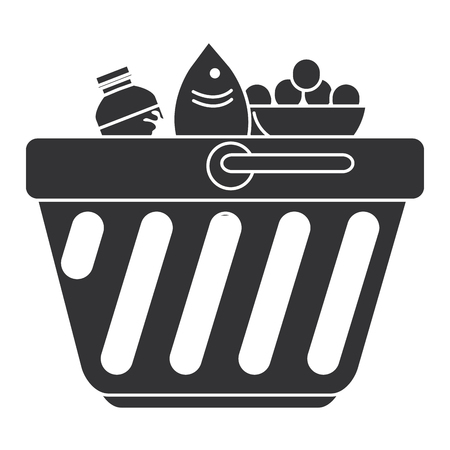 shopping basket with groceries vector illustration designのイラスト素材