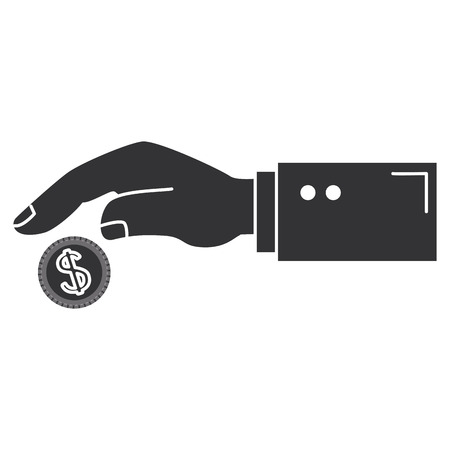 hand human with coin vector illustration designのイラスト素材